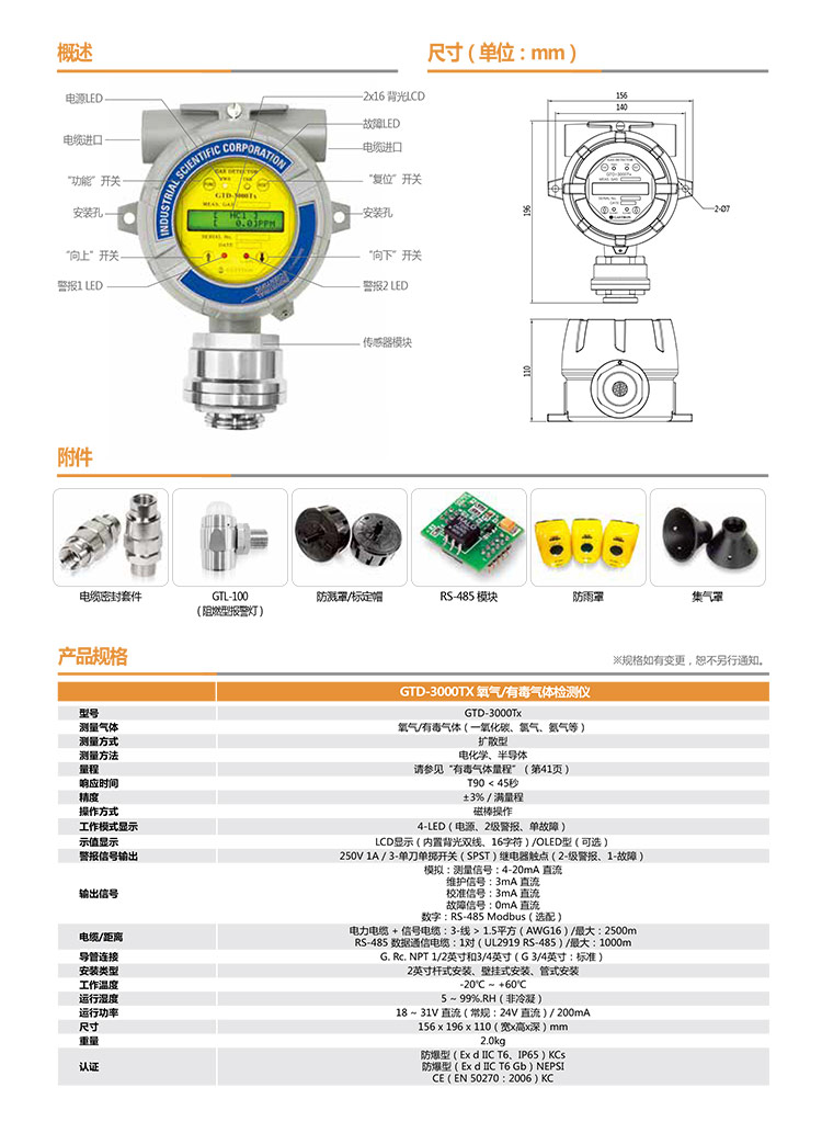 英思科GTD-3000Tx 有毒气体检测仪(图1)